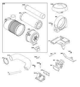 Air Cleaner Group Diagram and Parts List for 541477-0136-J1 400000 - 699999 Briggs and Stratton Engine